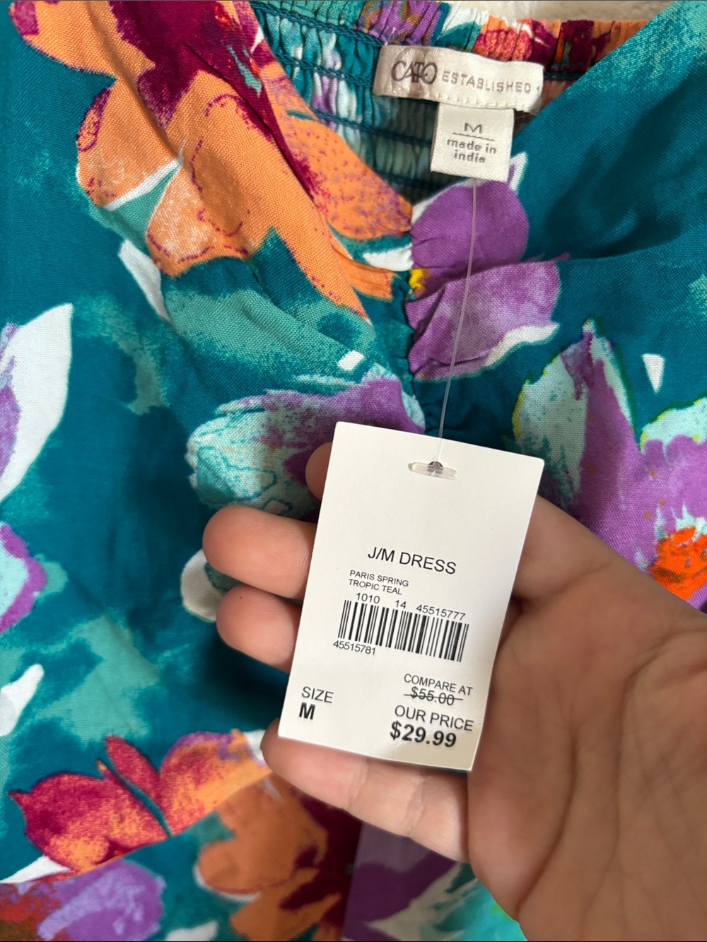 NWT Cato Spaghetti Strap Romper in “Paris Spring Tropic Teal” Size Medium - Picture 3 of 6